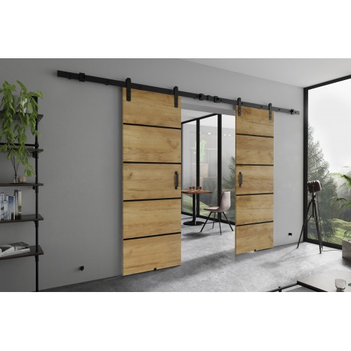 Dubultās bīdāmās durvis LORNI PLUS DUO Loft R, zelta ozols Dubultās bīdāmās durvis LORNI PLUS DUO Loft R, zelta ozols